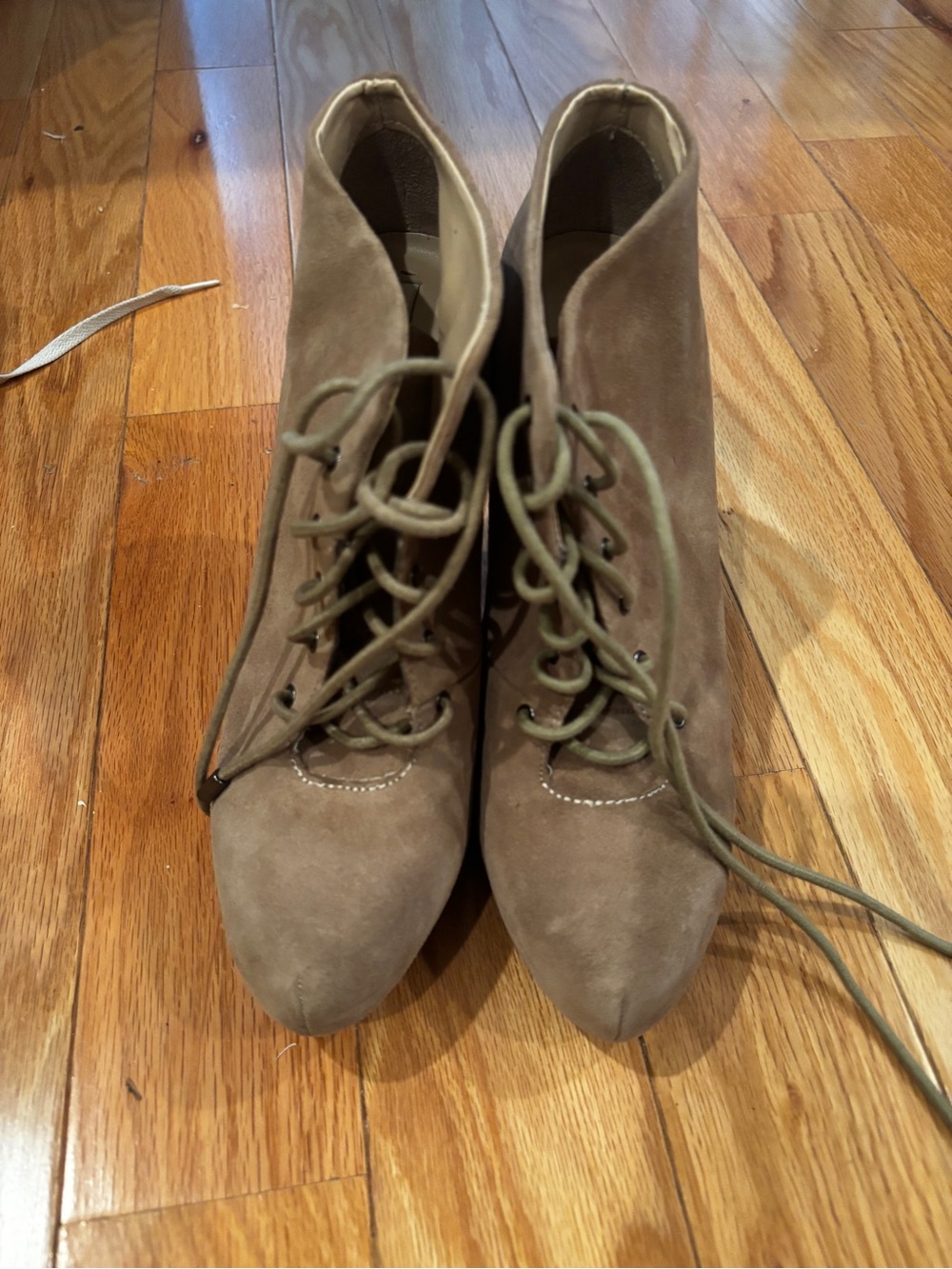 Zara Taupe Suede Lace-Up Ankle Boots